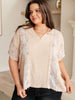 Mention Me Floral Accent Top in Toasted Almond