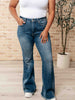 Miley High Waist Control Top Frayed Hem Flare Jeans