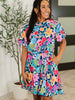 Miss Behave Bubble Sleeve Dress in Navy
