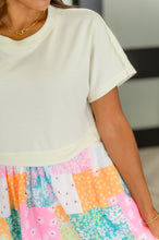 Office Associate Patchwork Print Babydoll Dress