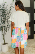 Office Associate Patchwork Print Babydoll Dress