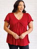 One Day Soon V-Neck Ruffle Detail Top