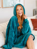 Oversized Velour Blanket Hoodie in Green