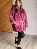 Oversized Velour Blanket Hoodie in Purple