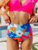 Panama Floral Print High Waisted Swim Bottoms