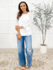 Preoccupied Striped Sleeve Top in Tan