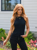 Previous Engagement Halter Neck Sweater Tank in Black