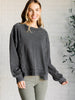 Quick Fix Mineral Wash Crew Neck Pullover in Black