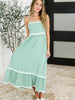 Ripple Effect Spaghetti Strap Dress in Sage