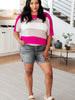 Rows Of Rose Short Sleeve Knit Top