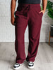 Runner's High Drawstring Joggers in Red Merlot