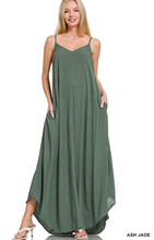 Woven Crinkle Cami Maxi Dress w Side Pockets