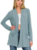 Slouchy Lightweight Open Front Pocket Cardigan