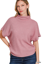 Side Shirred Mock Neck Sweater