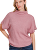 Side Shirred Mock Neck Sweater