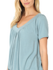 V-neck Short Sleeve Tee with Shirring