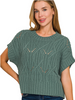 CABLE KNIT SHORT SLEEVE SWEATER