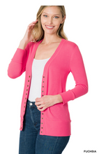 3/4 Sleeve Ribbed Snap Cardigan