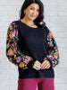 She is the Party Floral Sequins Mesh Sleeve Top