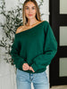 Side Hustle Off Shoulder Long Sleeve Top in  Hunter Green