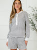 Situationally Sound Striped Long Sleeve Top and Shorts Set
