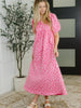 Softly Spoken Textured V-Neck Dress in Hot Pink