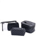 Subtly Checked Cosmetic Bags set of 4 in Black