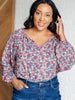 Sunday Brunch Blouse in Denim Floral