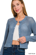 Open Crochet Button Cardigan Sweater