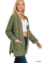 Waffle Open Cardigan with Pockets