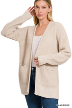 Waffle Open Cardigan with Pockets