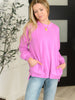 Talk Cozy to Me Stepped Hem Pullover in Bright Mauve