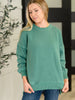 Talk Cozy to Me Stepped Hem Pullover in Dark Green