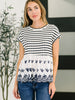 Too Sweet to Share Scalloped Hem Blouse in Ivory and Navy