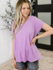 Top Shelf Basic V-Neck Ribbed Tee in Lavender
