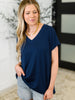 Top Shelf Basic V-Neck Ribbed Tee in Navy