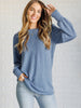When the Sun Goes Down Mineral Wash Ribbed Knit Top in Vintage Denim