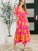 Whispering Willow V-Neck Dress in Fuchsia