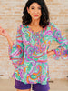 Willow Bell Sleeve Top in Lavender Mint Paisley