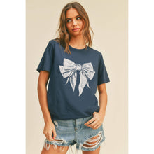 Bow Graphic Tee: FRENCH NAVY