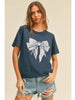 Bow Graphic Tee: FRENCH NAVY