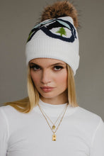 White & Blue Ski Goggle Pom Hat