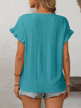 Teal Sweet Eyelet Short Sleeve Top