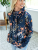 Deep Navy Floral Funnel Neck Sweatshirt