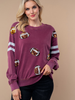 Sequin Football Long Sleeve Knit Top