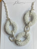 White Seed Bead Oval Necklace