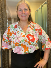 Retro Citrus Floral Print Blouse