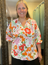 Retro Citrus Floral Print Blouse