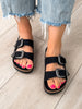 Mickie Western Slides in Black