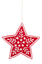 Red and White Embroidered Felt Ornaments